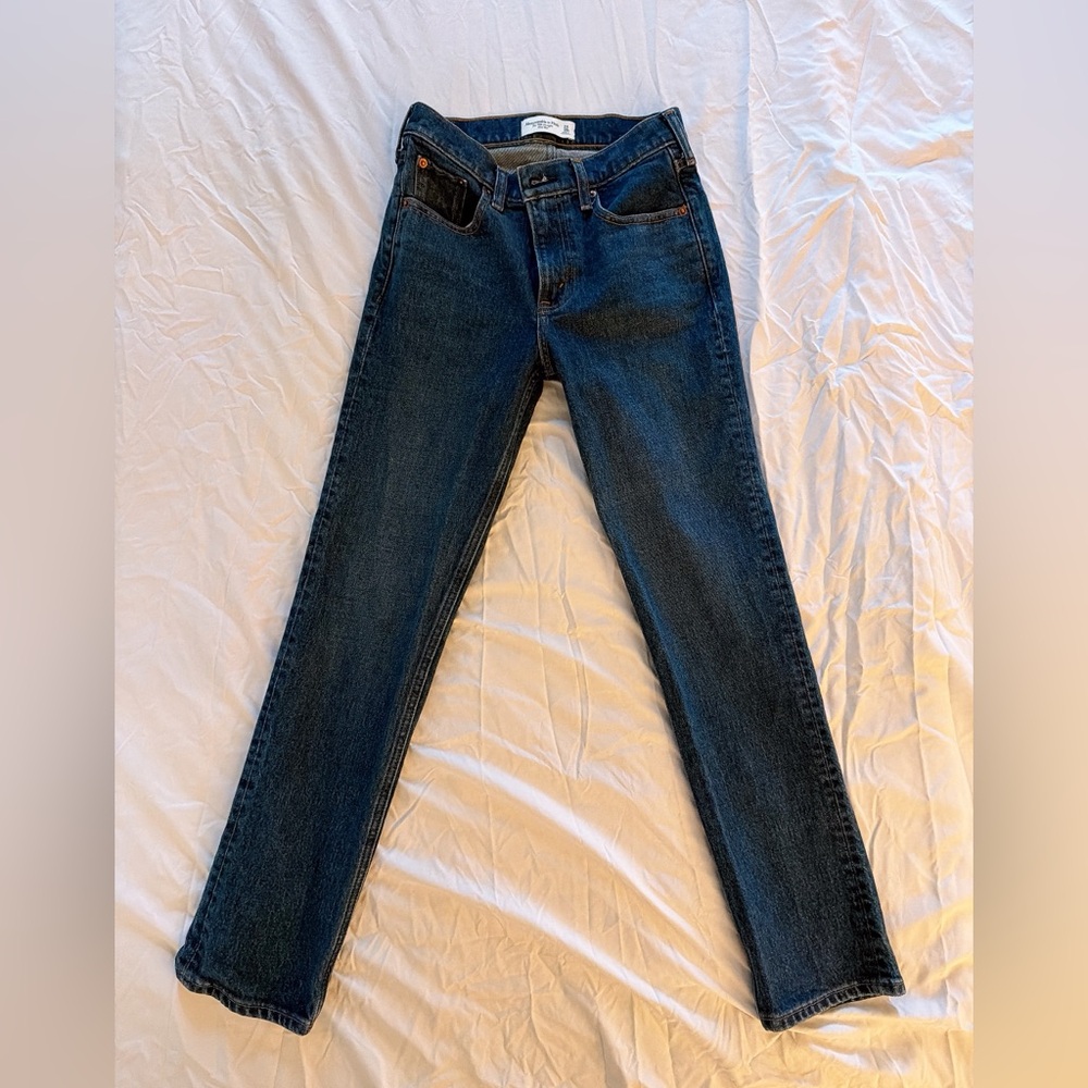 Classic Blue Denim Jeans - 90s straight Mid Rise Abercrombie & Fitch